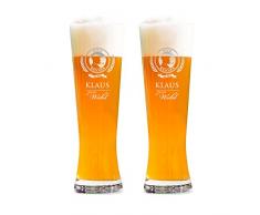 AMAVEL 2er Set Weizenbierglas - Gravur Bierkenner - Personalisiert mit [Namen] und [Jahr] - 0,5l Bierglas - Individuelles Weizenglas - Weißbierglas Gläserset - Geburtstagsgeschenk für Männer