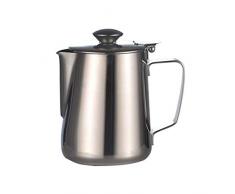 DIYARTS Milchaufschäumender Pitcher Pot Edelstahl Milchaufschäumender Pitcher Creamer-Aufschäumbecher mit Deckel (600ml)