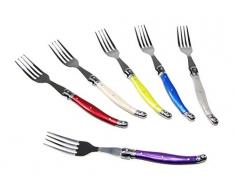 Eco 6 GABELN mit farbigen Griff Perlmutt Gabel Set Tafelgabel Dessertgabel Küchengabel Menügabel 25
