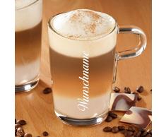 Leonardo Kaffeebecher mit Henkel Latte-Macchiato Becher 365ml - Kaffee-Glas mit Gravur des Namens – Motiv „Classic“