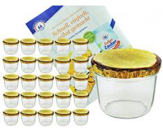 25er Set Sturzglas 230 ml Marmeladenglas Einmachglas Einweckglas To 82 Holzdekor Deckel incl. Diamant-Zucker Gelierzauber Rezeptheft