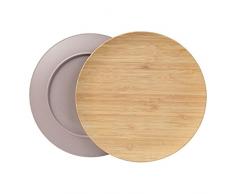 BIOZOYG Nachhaltiges Tellerset I Kinderteller Campingteller Holzteller Kuchenteller Speiseteller Bambusgeschirr I 4 Stück Bambus Teller flach rund 25,5 cm grau, BPA frei