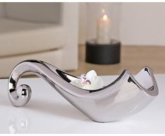 Casablanca - Schale Horn aus Keramik - silberfarben (lebensmittelecht)