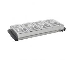 vidaXL Buffetwärmer Warmhalteplatte Elektrisch Heizplatte Wärmeplatte Warmhaltegerät Warmhaltebehälter Speisewärmer Buffet Wärmer Edelstahl 400W 4x2,5L