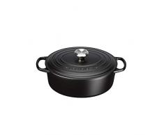 Le Creuset Signature Gusseisen-Bräter mit Deckel, Ø 29 cm, Oval, Für alle Herdarten und Induktion geeignet, Volumen: 4,7 l, Schwarz