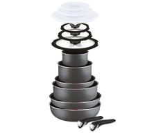 Lagostina Ingenio Essential Topfset, aluminium, schwarz, 14 Stück