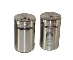 all-around24 2 Stück Gewürzstreuer Gewürzgläser Vorratsgläser Salz Pfeffer Gewürz Streuer (Metall, 2 Stück)