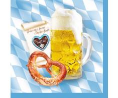 100 Tissue Servietten BIERKRUG BRETZEL 33 x 33 cm 3lg BAYRISCH RAUTE OKTOBERFEST