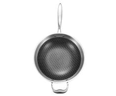 TL Doppelseitiger Vollbild-Wok aus rostfreiem Stahl Nichtrauchende Antihaft-Pfanne Universelle Wok-Induktionspfanne mit flachem Boden