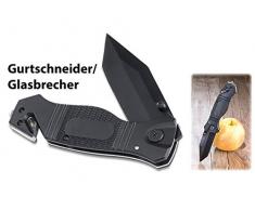 Semptec Outdoor Messer: Scharfes Edelstahl-Klappmesser, Alu-Griff, Gurtschneider & Glasbrecher (Survival Messer)