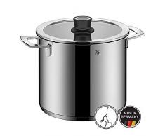 WMF VarioCuisine Gemüsetopf, 24cm, Silence- Glasdeckel inkl. Thermometer, Topf groß 8,8l, Cromargan Edelstahl poliert, Topf Induktion, Silikonrand