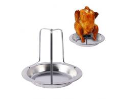 AIEVE Hähnchenbräter Hühnerhalter Hähnchenhalter Geflügelbräter Bräter Ständer mit Platte Grillzubehör für Hähnchen Braten Backofen Grill BBQ