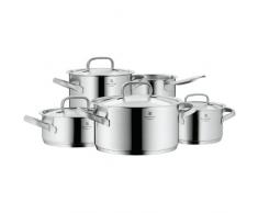 WMF Gourmet Plus Topfset 5-teilig, Cromargan Edelstahl mattiert, Töpfe mit Metalldeckel, Induktionstöpfe, Topf Induktion, Innenskalierung, Dampföffnung, unbeschichtet
