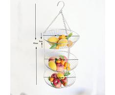 BESTONZON 3-Tier-Draht zum Aufhängen Korb Obst Swing Schüssel Gemüse Küche Aufbewahrungskorb