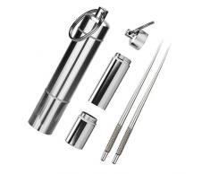 Dancepandas Tragbar Zahnstocher 2PCS Zahnstocher Box Unterwegs Edelstahl Zahnstocher Halter Mit Multifunktionszahnstocher Schlüsselanhänger für Weihnachten Business Reisen Wandern Camping