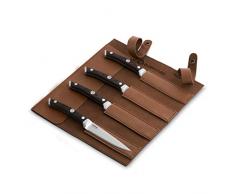 Burnhard Steakmesser-Set mit Pakka-Holzgriff 4tlg. inkl. Klingenschutz aus Leder, Deutscher Klingenstahl, ergonomische Form