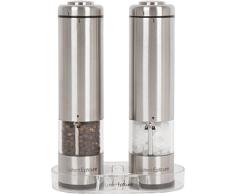 Latent Epicure Salz und Pfeffermühle (2er Set) - Batteriebetrieben | Leuchtendes Licht | Einstellbare Feinheit | inkl. GRATIS Ständer