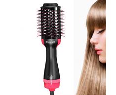 Rhorawill Haartrockner Warmluftbürste Föhnbürste Volumizer Haarglätter 4 in 1 Multifunktions Hair Styler Lockenwickler Föhn Salon Negativer Ionenfön Heißluftkamm für Alle Haartypen