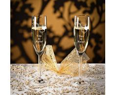 polar-effekt Hochzeitsgläser Hochzeitsgeschenke für Brautpaare - Leonardo 2 Sektgläser Personalisiert mit Gravur des Namens - Geschenkidee zur Hochzeit - Motiv Unendlichkeit mit Herz