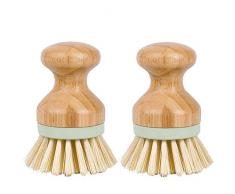 Limeow Spülbürste Holz Holz Spülbürste Holz Topfbürste Bürste Pfanne mit Langer Griff Geschirr Reinigungsbürste Pilzbürste für Cup Topf Geschirr Geschirr Reinigung für Küchenspüle 2 Stück (B)