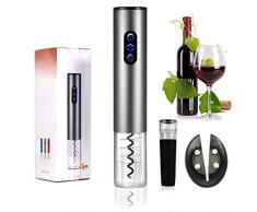 Smaier Elektrischer Flaschenöffner, Edelstahl Korkenzieher , Batteriebetrieben Weinflaschenöffner ，mit Folienschneider, Silberfarben
