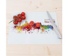 Wandkings Glasschneidebrett „Skyline New-York“ - Glasschneideplatte, Schneidebrett aus Glas, Frühstücksbrettchen