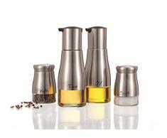Geschenkset Essig und Öl und Salz und Pfeffer FONDA Edelstahl im 4er Set
