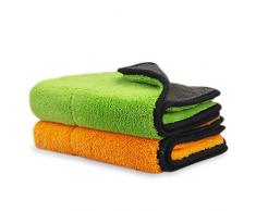 GREFIC Auto Reinigungstücher Mikrofasertücher Tuch Profi Autopflege Poliertuch Trockentuch Tücher zur Reinigung von Auto Motorrad Haushalt extrem Saugstark Lackschonend 840GSM 2pcs