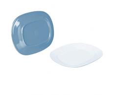 Melamin Geschirr Servierplatte 30x25cm Camping blau-weiß rechteckig Servierplatten Aufschnittplatte Wurstplatte Käseplatte Servierteller Servierschale Campinggeschirr modernes Melamingeschirr Outdoor