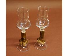 GTK - Geweihe & Trophäen KRUMHOLZ 2 Stück Grappa Grappaglas mit REH Geweih Griff Kristallglas Glas Grappakelche Set Neu