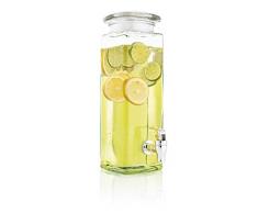 Mary´s Kitchen Tools Eckiger Getränkespender 2,5 Liter aus Glas | mit Zapfhahn | Retro Wasserspender | Limonadenspender | Saftspender | Bowle | Dispenser (2,5 Liter)