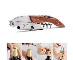 Blackr Flaschenöffner für Wein, Edelstahl, Hippocampus, Kellner, Korkenzieher, gezahnter Folienschneider, mit Holzgriff