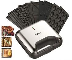 5in1 Sandwichmaker | | 800 Watt | 5 auswechselbare Platten | Teflonbeschichtung | Waffeleisen | Kontaktgrill | Elektrogrill | Multigrill | Nussbäcker | Zaubernuss Oreschki | Edelstahl