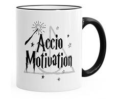 MoonWorks Kaffee-Tasse Spruch Accio Motivation Teetasse Keramiktasse schwarz Unisize
