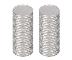 DealMux 24 Pcs Eisen Regular Mouth Einmachglas Deckel mit Dichtringen Lebensmittelkappen für Mason Canning Ball Gläser Silber Ton