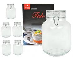 Bormioli 6er Set Einmachglas Bügelverschluss Original Fido 3,0L incl Rezeptheft
