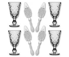 4X La Rochere Absinth Glas Lyonnais 230 ml + 4X Absinth Löffel Antique