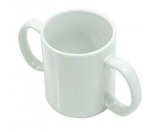 Trinkbecher für Erwachsene, 2 Griffe. Keramiktasse. Alltagshilfe. Einfach zu halten. Dignity Tasse, ideal für Personen mit Parkinson, Arthritis oder geschwächtem Griff. Weiß