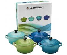 Le Creuset Mini-Cocotte/ Bräter-Set, 4-teilig, Rund, Je 200 ml, 10 x 5 cm, Steinzeug, Grün/Türkis/Blau/Dunkelblau