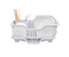 Gettesy Geschirrabtropfkorb Abtropfgestell Kunststoff Abtropfgitter Abtropfständer Geschirrabtropfständer mit Auffangschale und Abtropfschale HxBxT:41×26×17cm