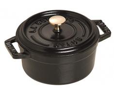 Staub 40500-101-0 Mini Cocotte, rund mit Deckel 10 cm, 0,25 L, induktionsgeeignet, mit mattschwarzer Emaillierung im Inneren des Topfes, schwarz