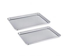 TEAMFAR Backblech 2er-Set, Rechteckigies Backform Kuchenblech aus Edelstahl zum Backen Kochen Servieren, 40x30x2,5cm, ungiftig und Gesund, Hochglanzpoliert, leicht zu reinigen und spülmaschinenfest