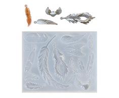 XZANTE Feder Fluegel Form Halskette Anhaenger Epoxidharz Silikonform, Handwerk Ton, Schmuck Ohrringe Herstellung, DIY Handy Dekoration Werkzeuge, Halbtransparent