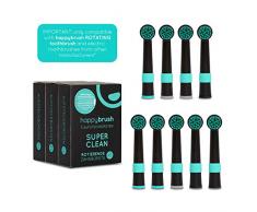 happybrush Aufsteckbürsten für Elektrische, Rotierende Zahnbürsten | Ersatzbürsten 9er Pack (3x3 St) | Wechselköpfe Voll Kompatibel mit Oral-B PRO, TriZone, Vitality, Professional Care (Schwarz)