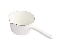 HomeDecTime 1.2L Nudeltopf Spaghettitopf Stieltopf Milchkännchen aus Emaille - Weiß