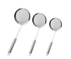 yeemeen Schaumlöffel 3 Stück Edelstahl Sieb Set, Küchensieb Set Edelstahl, Sieb Schaumlöffel, Sieb Schaumlöffel Edelstahl für Ölkrümel Filter Hot Pot Skims Fat Scums, Küche Werkzeug Zubehör Silber