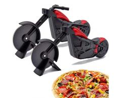 WENTS Motorrad Pizzaschneider 2pcs Edelstahl Kunststoff Pizzaroller, Pizzarad als schöne Dekor für Pizzaparty usw, (21,5 * 8,5 cm, schwarz)
