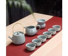 TKLLOVE Teeservice,9-TLG Ge Kiln Teeservice Chinesisches Kung Fu Teeservice Keramische Teetasse Teekanne Teeservice Teeservice Geschenk-Ge Kiln Teeservice (Verschiedene Modelle)