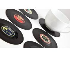 6er Set Glasuntersetzer Rockabilly Schallplatten - Vinyl Style Untersetzer