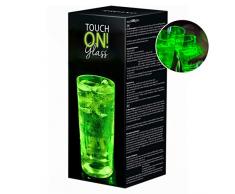 touchON!glass Creano Ausgefallenes Trinkglas/Longdrinkglas touchON!glass, Leuchtglas mit LED-Lichteffekt, 300ml, grün